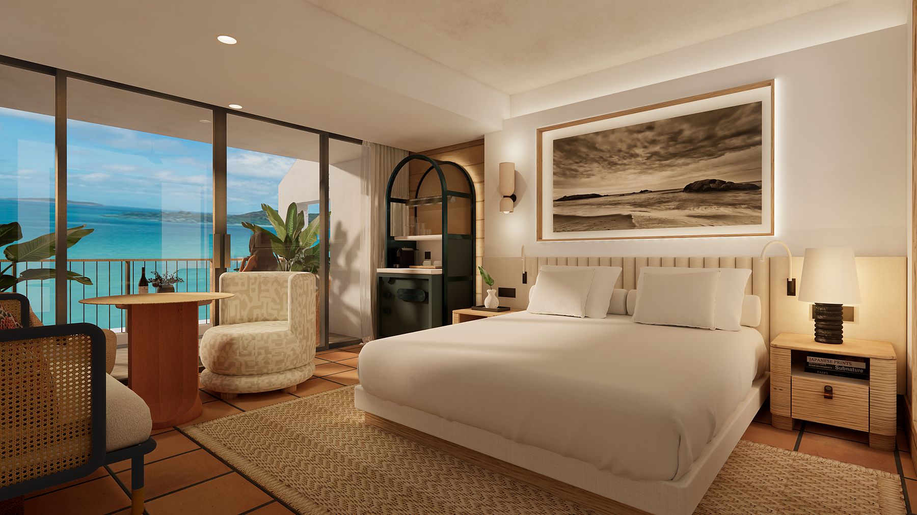Design for a guest room with a sea view